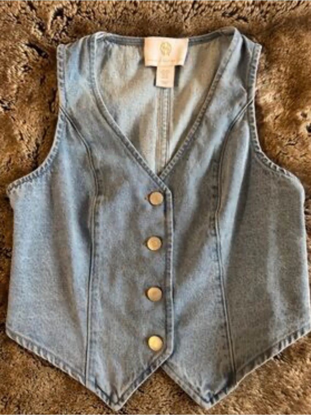 House of Harlow 1960 Denim Vest Women’s S Light Wash Button Front Western Boho